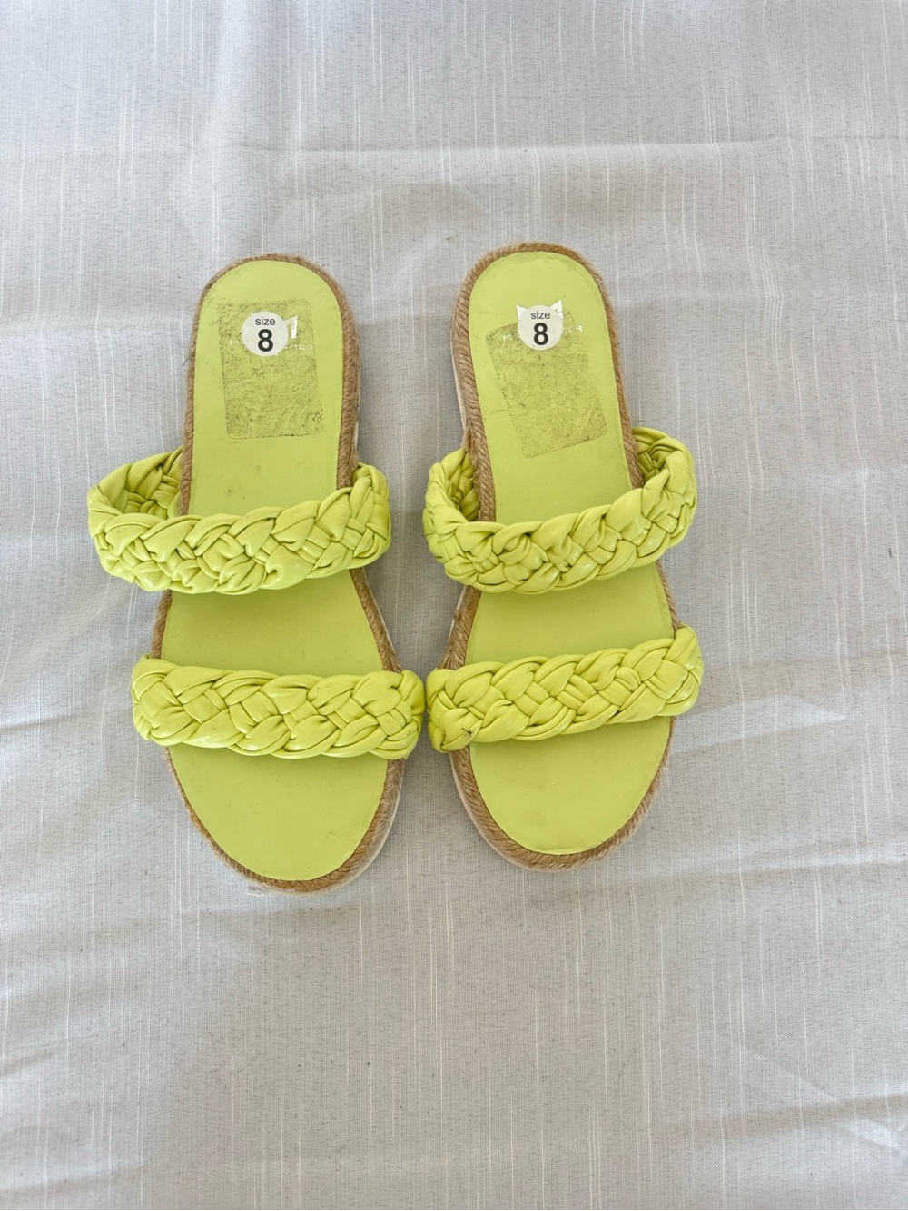 Marc Fisher Lime Braided Double-Strap Slide Sandals Size 8